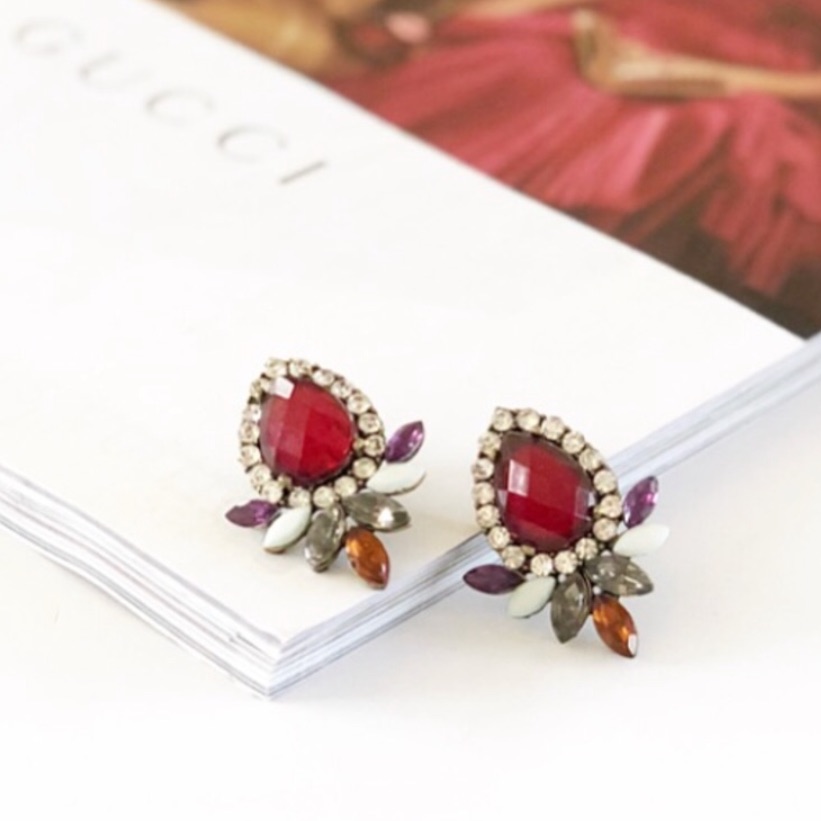 Dark Red Teardrop Earrings